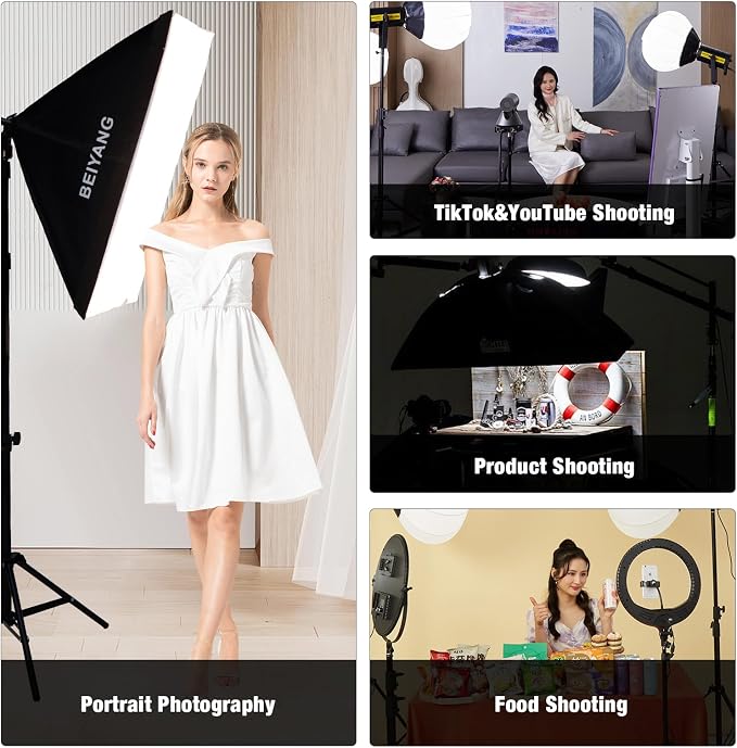 BEIYANG Softbox Lighting Kit, 2x20''x28'' Photography Soft Box - Image 3
