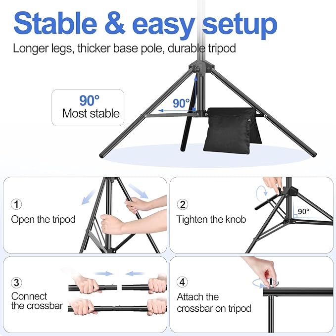 EMART Backdrop Stand 10x8.5ft Photo Studio Adjustable Background Stand Support - Image 4