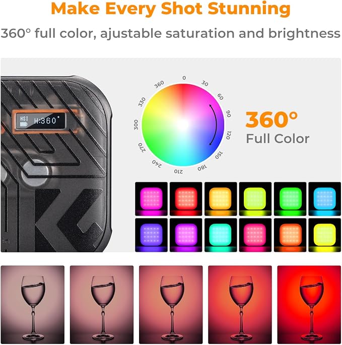 K&F CONCEPT RGB Video Light, 360° Full Color Portable Photography Light - Image 3