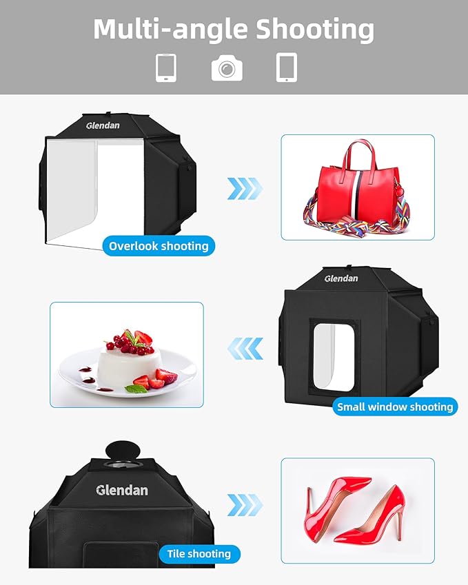 Glendan Portable Light Box Photography: 16"x16" Professional Dimmable Photo Box - Image 3