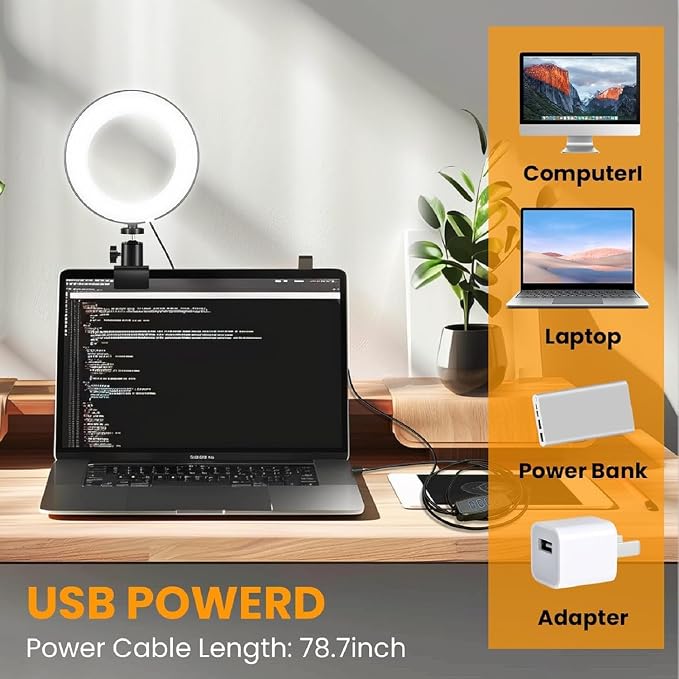 Video Conference Lighting Kit, Ring Light Clip on Laptop Monitor - Image 5