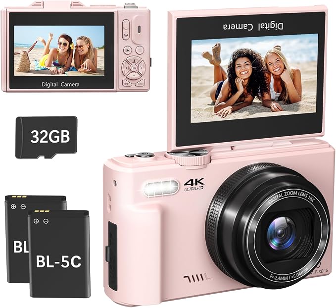4K Digital Camera for Photography, 64MP Compact Vlogging Camera by MAENLANS