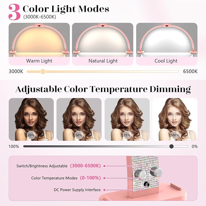 LIONVISON Half Moon Light for Nail Tech: 31 inch Lash LED Lamp - 48W Foldable - Image 5
