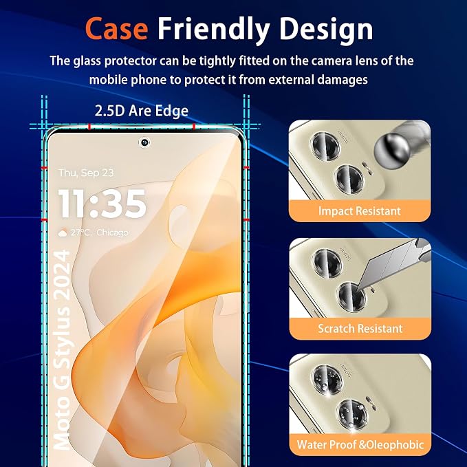 Designed for Motorola Moto G Stylus 5G 2024 Tempered Glass Screen Protector + - Image 6