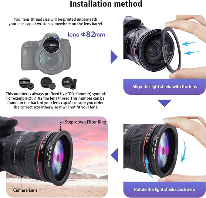 82mm Lens to 58mm Camera Lens Adapter, 82mm to 58mm Filter Step-Down Ring - Image 6