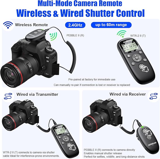 for Canon Cameras Wireless Rechargeable Timer Shutter Release Remote Control - Image 3