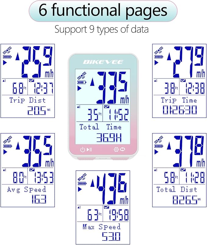 GPS Bike Computer Wireless Bicycle Speedometer Odometer 9 Languages Auto - Image 2