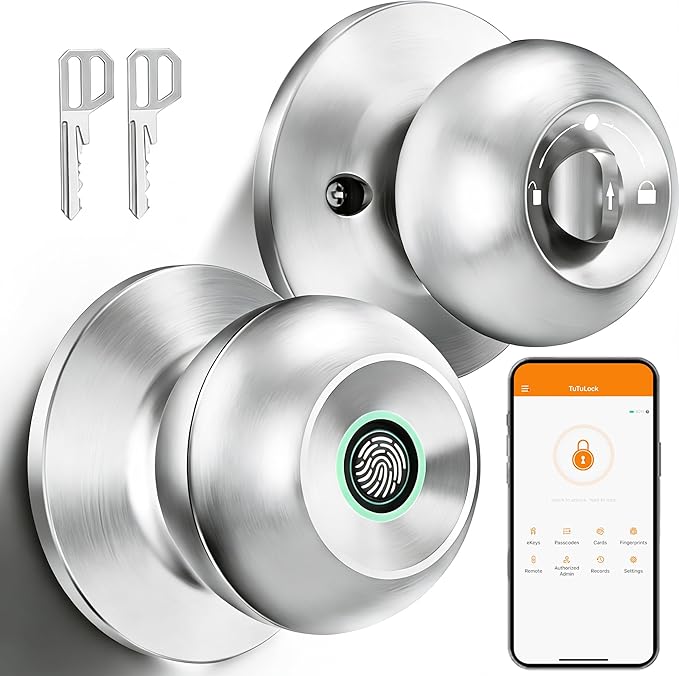 Smart Door Knob, Fingerprint Door Knob, Biometric Smart Door Lock by EUERTE