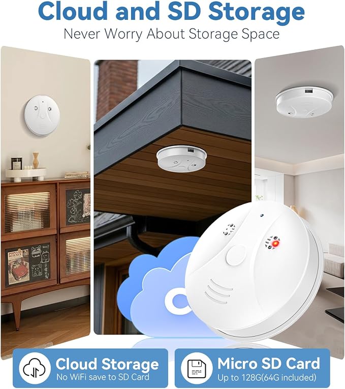 1080P HD Wireless WiFi Indoor Camera Smoke Detector - Image 6