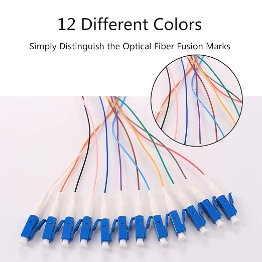 4Pcs 1.5 Meter 12 Strand SingleMode 9/125 LC-UPC Fiber Pigtail, 12 Color-Coded - Image 3