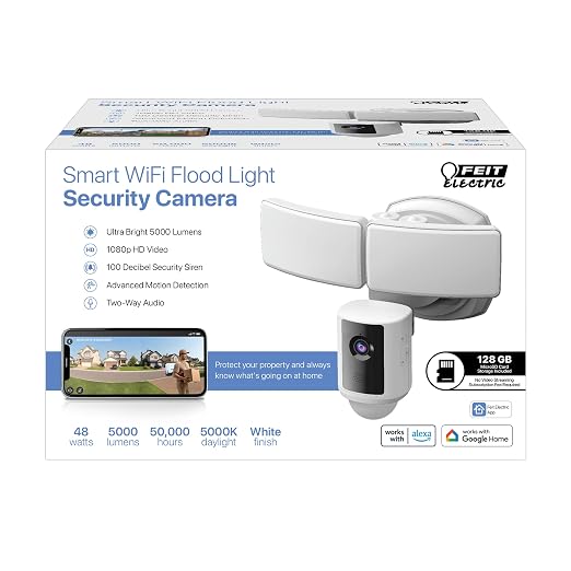 Feit Electric Smart WiFi Floodlight Security Camera, 5000 Lumens, 1080p HD - Image 2