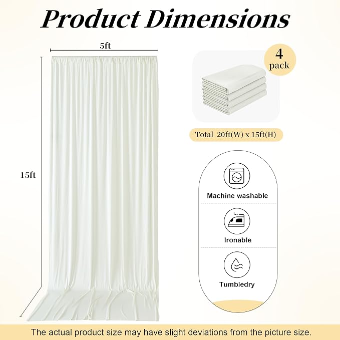 20ft x 15ft Ivory Backdrop Curtains - Image 8