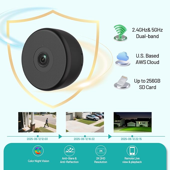 2K Window Mount Security Camera, Full Color Night Vision WiFi Indoor Camera - Image 6