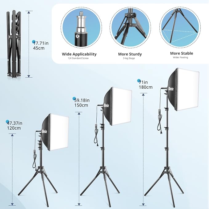 UBeesize Softbox Photography Lighting Kit, 16” x 16” Continuous Lighting Kit - Image 5