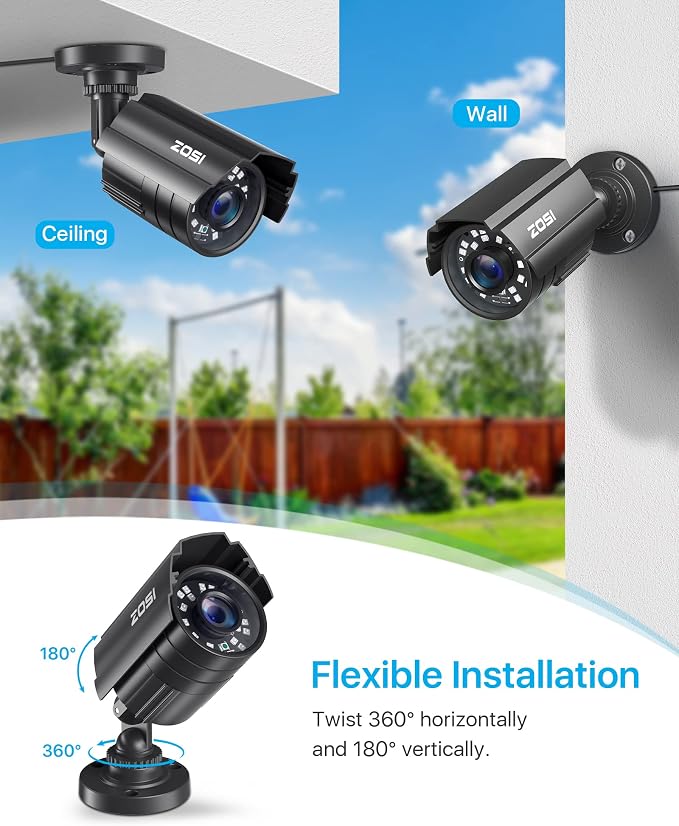 ZOSI 4PK 1920TVL 1080P Security Camera 3.6mm Lens 2MP CCTV Camera Home Security - Image 5