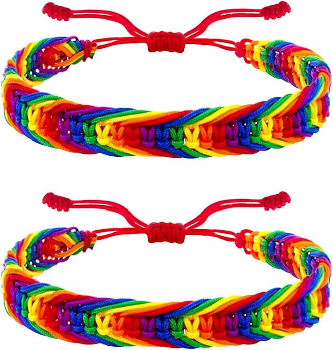 Nanafast Titanium Stainless Steel Rainbow LGBT Pride Bracelet Handmade Braided by Nanafast