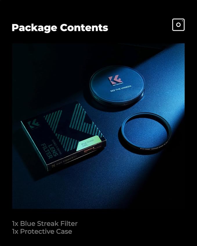 K&F CONCEPT 72mm Blue Streak Effect Lens Filter Anamorphic Optical Glass Light - Image 7