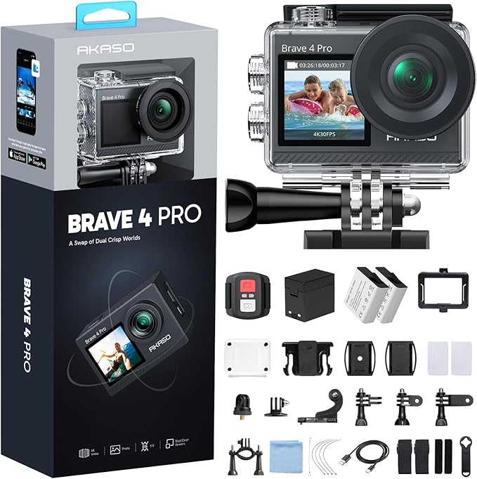 AKASO Brave 4 Pro 4K30FPS Action Camera - 131ft Underwater Camcorder Waterproof by AKASO