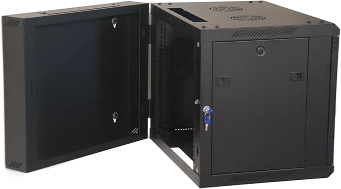 9U Wall Mount IT Cabinet Enclosure Hinged Double Section Swing Out 19-Inch - Image 3