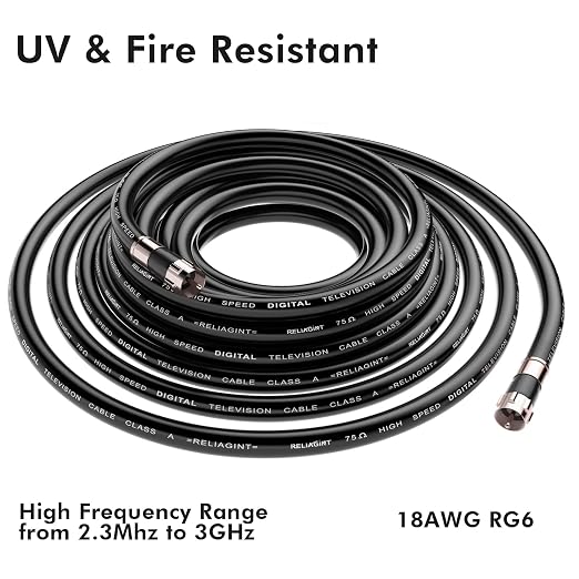 125ft RG6 Coaxial Cable Black, 75 Ohm Coax Cable - Image 4