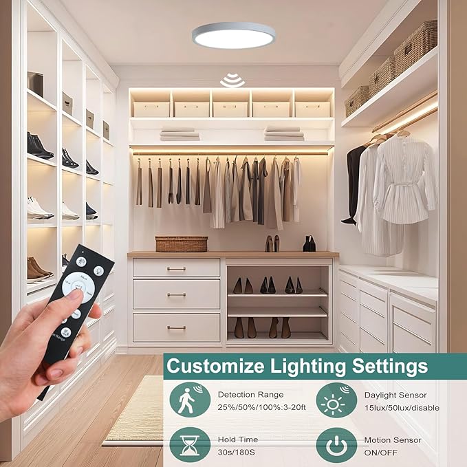 7 Inch Motion Sensor Ceiling Light Indoor, Motion Sensor Fixture Indoor - Image 3