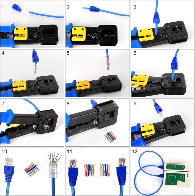 RJ45 Crimp Tool Kit Pass Thru Cat5 Cat5e Cat6 RJ45 Crimping Tool - Image 4