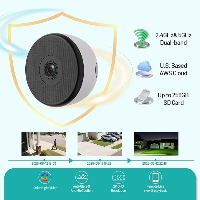 2K Window Camera, 5GHz & 2.4GHz WiFi Indoor Dome Camera - Image 6