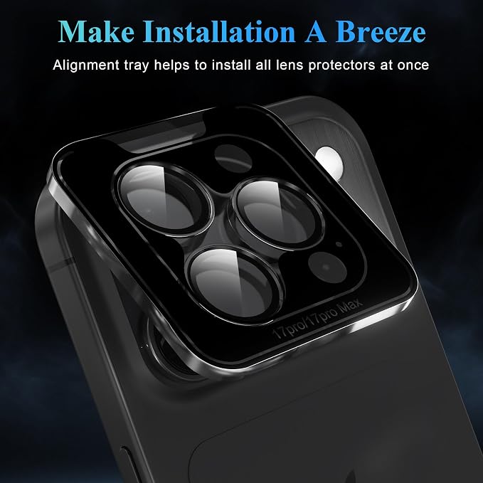 YWXTW Camera Lens Protector for iPhone 17 Pro/iPhone 17 Pro Max, Tempered Glass - Image 5