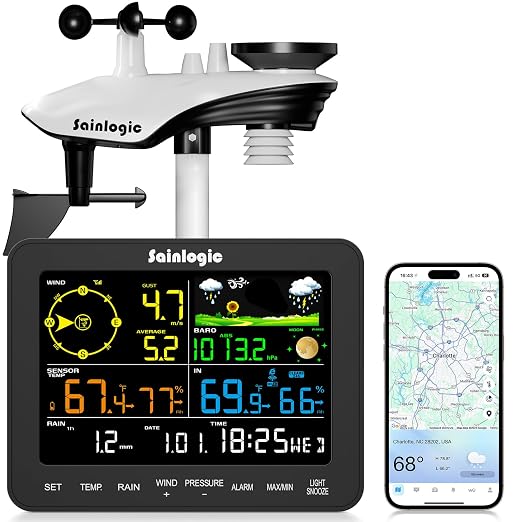 Sainlogic Smart WiFi Weather Station, Wireless Indoor Outdoor Weather Station by Sainlogic