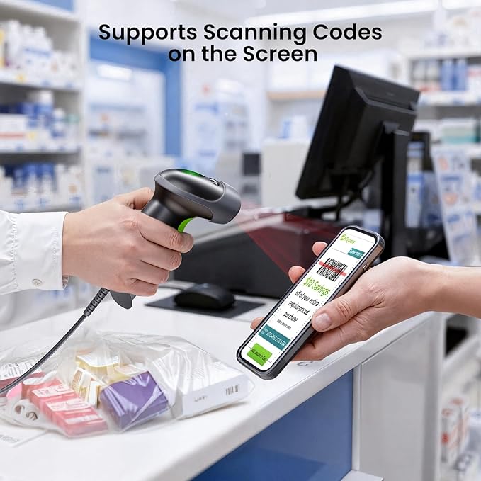 Eyoyo USB Handheld 2D QR Code Scanner, PDF417 Data Matrix Barcode Scanner - Image 4