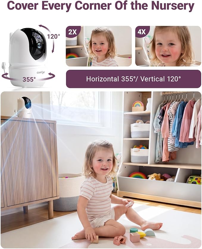 Comfyer BM01 7" HD Split-Screen Baby Monitor, Video Baby Monitor - Image 6