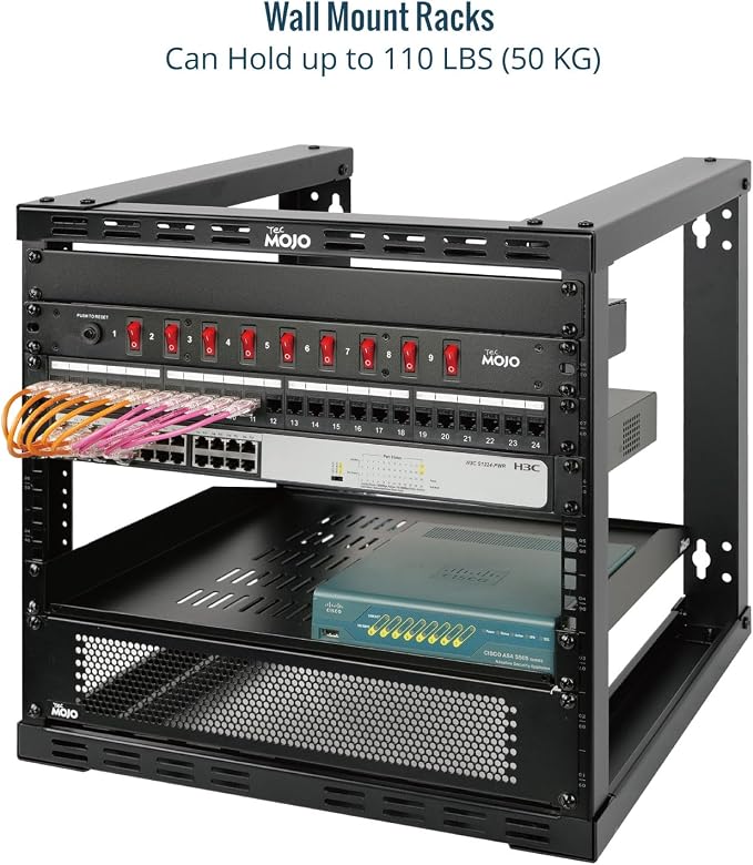 Tecmojo 9U Fixed Wall Mount Network Rack 15.8inch Depth Open Frame - Image 3