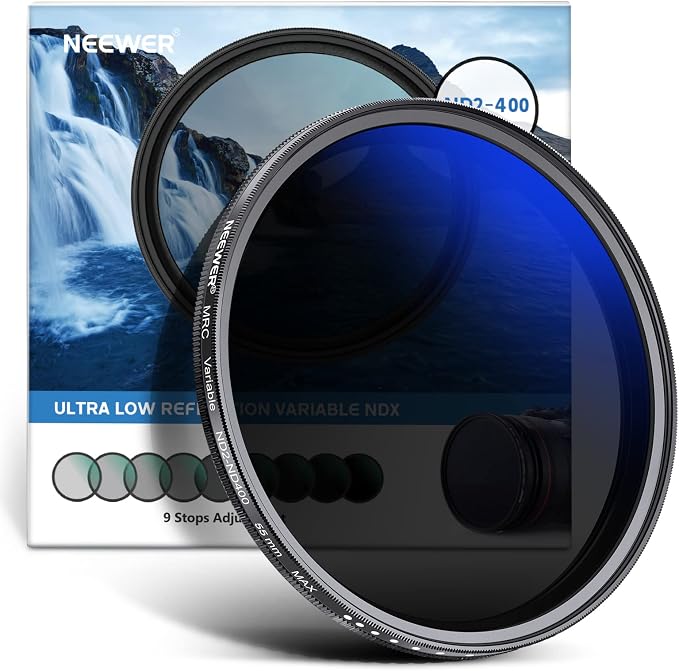 NEEWER 55mm Variable ND Filter ND2-ND400, Neutral Density Filter, Water and by Neewer