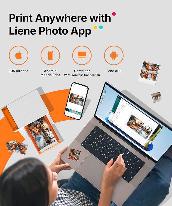 Liene Amber M110 Bluetooth Photo Printer 80 Sheets, Portable Photo Printer - Image 7