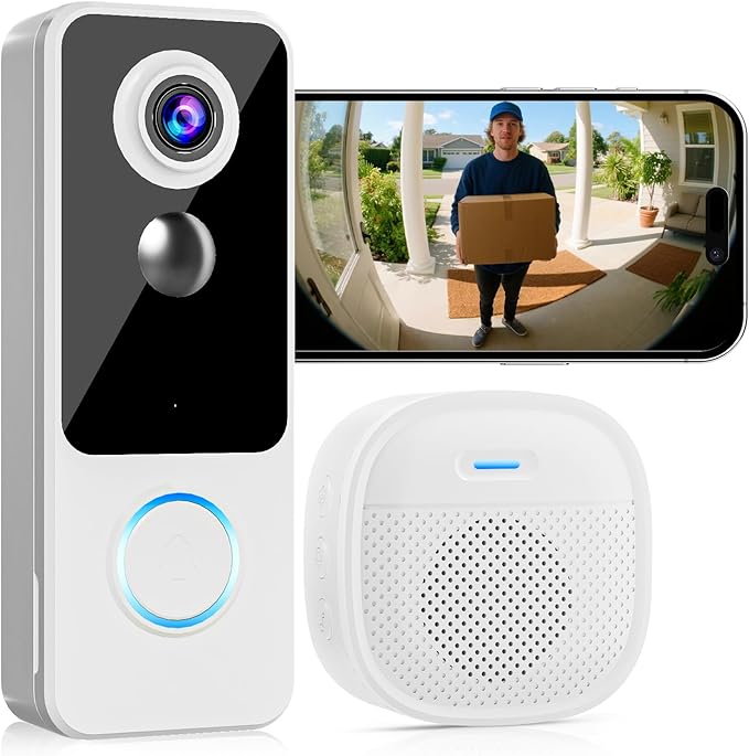 Doorbell Camera Wireless, 2K FHD Head-to-Toe Video, no Subscription, Two-Way by KAMEP