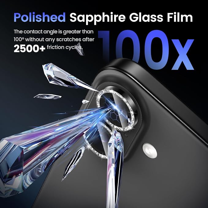 Tensea for iPhone 16 / iPhone 16 Plus Camera Lens Protector, 9H Tempered Glass - Image 6