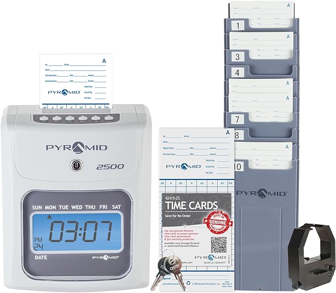 Pyramid Time Systems Small Business 2500 Time Clock Bundle, Unlimited Employees by Pyramid+Time+Systems