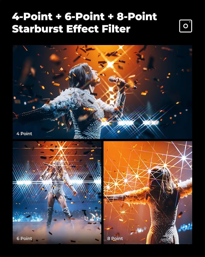 K&F CONCEPT 52mm Star Filters Kit 4 Points 6 Points 8 Points Cross Screen - Image 5