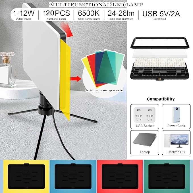 Photo Backdrop Board with 2 LED Lighting Shooting Kit, Anti-Glare Black Flocked - Image 5