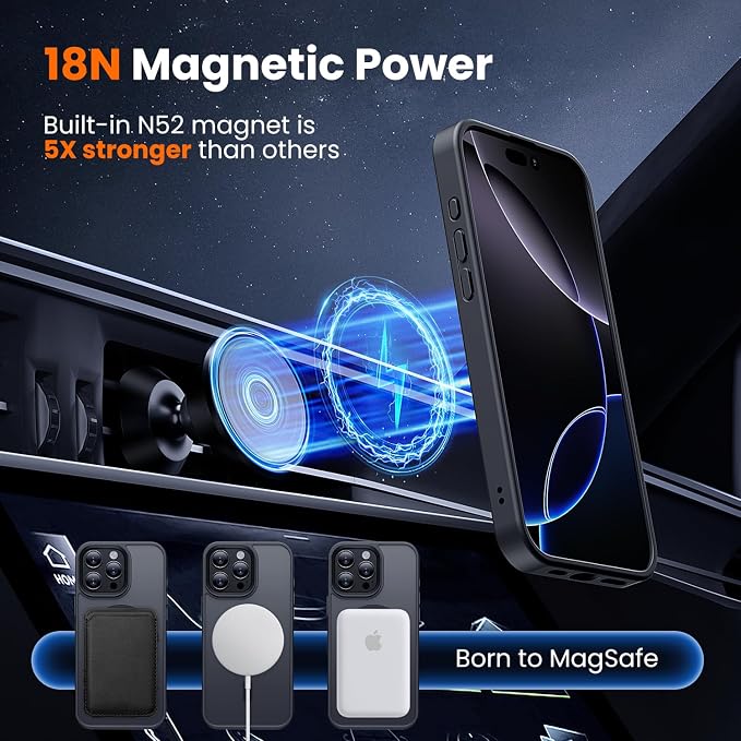 toushion Case for iPhone 16 Pro Matte Black | 3 in 1, - Image 3
