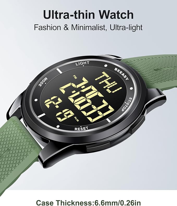 Beeasy Digital Watch for Men Women, 50M Waterproof, Ultra-Thin & Lightweight - Image 4