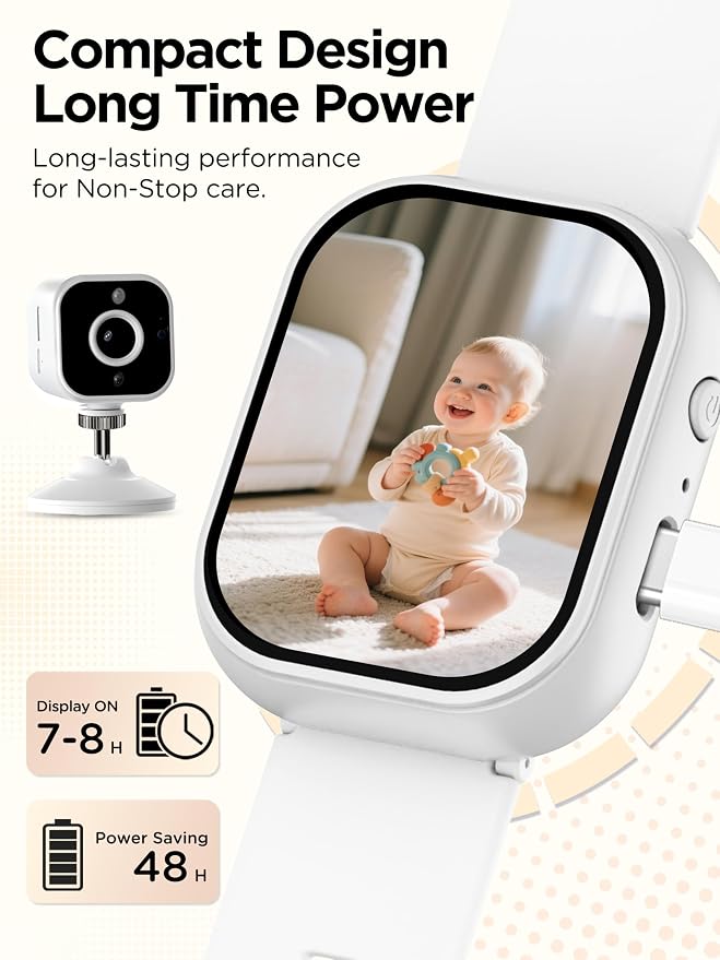 NUOTUN Baby Monitor with Camera and Audio Watch, Wearable Portable 2'' HD Baby - Image 7