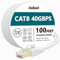 Jadaol Cat 8 Ethernet Cable 100ft, 40Gbps 2000MHz Flat S/FTP LAN Patch Cable by Jadaol