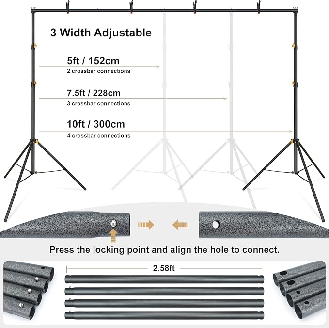 LINCO Lincostore Backdrop Support Stand Kit 10x6.5ft Adjustable Photography - Image 4