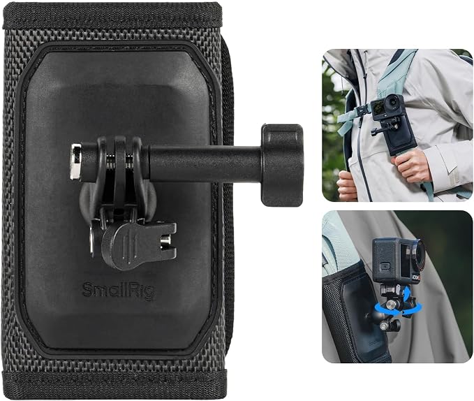 SMALLRIG Backpack Strap Mount for GoPro Hero 13/12/11, for DJI Osmo Nano Action by SmallRig