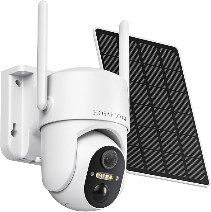 Solar Security Cameras Wireless Outdoor, Free Cloud Storage, WiFi Cameras by HOSAFE