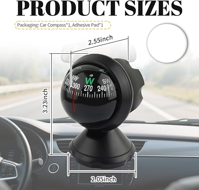 2026 Upgraded Car Compass Dashboard, Adjustible Ball Compass - Image 2