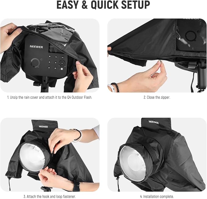 NEEWER Rain Cover for Q4 Outdoor Strobe Flash, Nylon Camera Lens Raincoat - Image 3