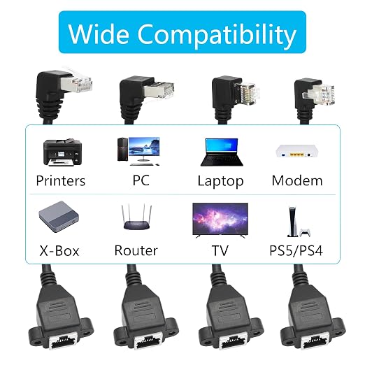 90 Degree Cat6 Ethernet Extension Cable 1FT, Up Angle RJ45 Male to Female - Image 6