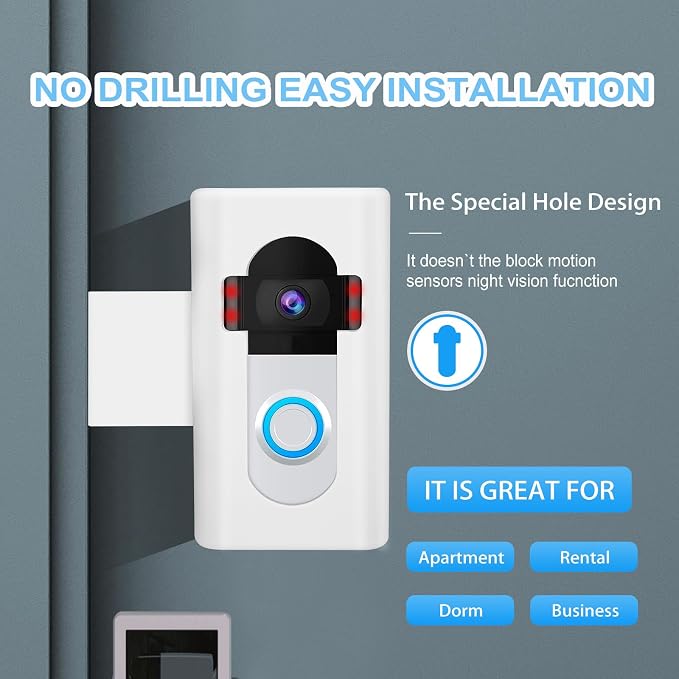 Anti-Theft Video Doorbell Door Mount, Doorbell No-Drill Mount Fit - Image 2